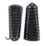 Adjustable Imitation Leather Waxed Cord Bracelets, Gauntlet Wristband, Cuff Wrist Guard, with Alloy Finding, Black, 7-1/4x9-7/8 inch(18.5x25cm)