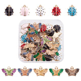 60Pcs 2 Style Alloy Enamel Pendants, Butterfly & Ladybird, Mixed Color, 30pcs/style