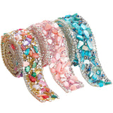 3Pcs 3 Colors  Hotfix Rhinestone Tape, with Stone Chip, for Costume Accessories, Belt Decoration, Mixed Color, 20x4~5mm, about 50cm/pc, 1pc/color