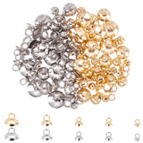 100Pcs 10 Style 304 Stainless Steel Bead Cap Pendant Bails, for Globe Glass Bubble Cover Pendants, Golden & Stainless Steel Color, 10pcs/style, 100pcs/box