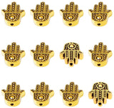 Tibetan Style Alloy Beads, Hamsa Hand, Antique Golden, 12x10x4mm, Hole: 1.5mm, 100pcs/box