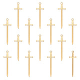 201 Stainless Steel Pendants, Sword Charm, Real 18K Gold Plated, 45x13.5x2mm, Hole: 1.8mm, 15pcs/box