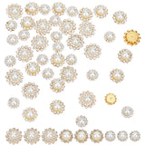 120Pcs 3 Style Flower Sew on Rhinestone, Plastic Rhinestones, with Imitation Pearl & Golden Iron Settings, Crystal, 9~13x7.5~8.5mm, 40pcs/style