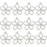 Alloy Pendants, Hollow, Flower Charm, Silver, 19x17.5x1mm, Hole: 1.2mm, 50pcs/box