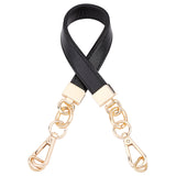 PU Leather Bag Handles, with Alloy Swivel Clasps and Iron D Clasps, for Bag Replacement Accessories, Black, 42x2x0.9cm