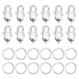 20Pcs 316 Surgical Stainless Steel Lobster Claw Clasps, Manual Polishing, with 50Pcs Open Jump Rings, for Lobster Claw Clasps Making, Stainless Steel Color, 70pcs/box