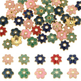 60Pcs 10 Style Alloy Enamel Bead Caps, Flower, Mixed Color, 10x8.5~9x2.5~3mm, Hole: 1.2~1.4mm, 6pcs/style