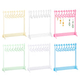 6 Sets 6 Styles Acrylic Earring Display Stands, Coat Hanger Shaped Earring Organizer Holder with 8Pcs Mini Hangers, Mixed Color, 6x12~14x15cm, 1 set/style