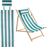 Stripe Pattern Chair Oxford Cloth, with Pillow, Beach Chair Cloth Replacement Supplies, Green, 1420mm