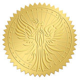 Self Adhesive Gold Foil Embossed Stickers, Medal Decoration Sticker, Phenix Pattern, 5x5cm