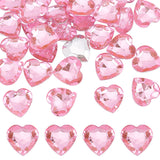 Acrylic Rhinestone Cabochons, Pointed Back & Back Plated, Heart, Pink, 25x24.5x7.5mm, 30pcs/box