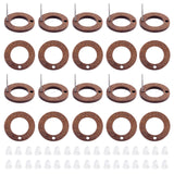 20Pcs Walnut Wood Stud Earring, with 304 Stainless Steel Pin and Hole, Ring, with 30Pcs Plastic Ear Nuts, Tan, 18mm, Hole: 1.6mm, Pin: 0.7mm