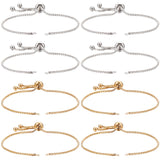 8Pcs 2 Colors Adjustable 304 Stainless Steel Slider Bracelets Making, Bolo Bracelets, with 202 Stainless Steel Beads, Fit for Connector Charms, Golden & Stainless Steel Color, Single Chain Length: about 12cm, 4pcs/color