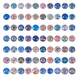 Printed Picture Glass Cabochons, Half Round/Dome, Floral Series, Mixed Color, 24.5~25x6~7mm