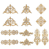 12Pcs 6 Styles Polyester Computerized Embroidery Iron on/Sew on Patches, Ethnic Style Metallic Thread Embroidery Appliques, with Adhesive Back, Floral & Triangle, Mixed Patterns, 70~200x80~203x1.5mm, 2pcs/style