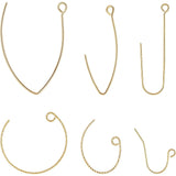 Brass Earring Hooks, with Horizontal Loop, Real 18K Gold Plated, 7.4x7.2x1.7cm, 60pcs/box