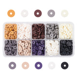 Handmade Polymer Clay Beads, Disc/Flat Round, Heishi Beads, Mixed Color, 6x1mm, Hole: 2mm, 10colors, about 266~280pcs/color, 2660~2800pcs/box