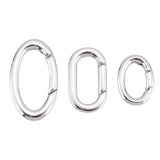 3Pcs 3 Styles 304 Stainless Steel Spring Gate Rings, Oval Rings, Stainless Steel Color, 18~28x13~16x3mm, inner diameter: 12~21x7~10mm, 1pc/style