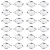 50Pcs 304 Stainless Steel Cabochon Connector Settings, Plain Edge Bezel Cups, Flat Round, Stainless Steel Color, Tray: 12mm, 19x13.5x2mm, Hole: 1.8mm