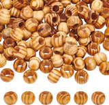 Pine Natural Wood Beads, Dyed, Lardge Hole Beads, Rondelle, with Nylon Packaging Vacuum Bag, 19~19.5x14.5~15mm, Hole: 9~11mm, 100pcs/set