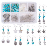 DIY Earring Making, with 316 Surgical Stainless Steel Pendants, Freshwater Shell Pendants, Synthetic Turquoise Beads and Brass Earring Hooks, Mixed Color, 11x7x3cm