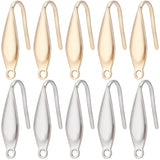 80Pcs 2 Colors 316 Surgical Stainless Steel Earring Hooks, Ear Wire, Real Gold Plated & Stainless Steel Color, 20x4.5x1mm, Hole: 1.2mm, Pin: 0.8mm, 40Pcs/color