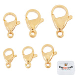 60Pcs 6 Style 304 Stainless Steel Lobster Claw Clasps, Parrot Trigger Clasps, Real 24K Gold Plated, 9~15x6~9x3~4.5mm, Hole: 1~2mm, 10pcs/style