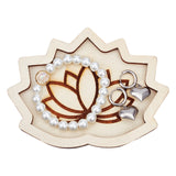 Wooden Crystal Ornament Display Tray, Lotus, for HomeDecoration, Navajo White, 96x126x9mm, Inner Diameter: 108x76mm