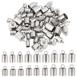 60Pcs 6 Style 304 & 201 Stainless Steel Cord Ends, Column, Stainless Steel Color, 8.7~13x5~9mm, Hole: 1.5~3.5mm, Inner Diameter: 4~8mm, 10Pcs/style