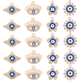 40Pcs 4 Style Alloy Enamel Pendants, with Crystal Rhinestone, Light Gold, Cadmium Free & Lead Free, Evil Eye, Light Gold, Blue, 14.5~19x15~21.5x2~3mm, hole: 1.6~2mm, 10pcs/style