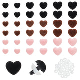36 Sets 9 Styles Heart Flocky & Plastic Safety Craft Noses, with Spacer, for DIY Doll Toys Puppet Plush Animal Making, Mixed Color, 17~21mm, 4 sets/style