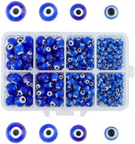 Handmade Evil Eye Lampwork Round Beads, Blue, 4mm/6mm/8mm/10mm, Hole: 1mm, about 390pcs/set