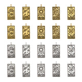 40Pcs 10 Styles Tibetan Style Alloy Pendants, Rectangle with Tarot Pattern, Mixed Shapes, 26x13x2mm, Hole: 2mm, 4pcs/style