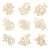Nickel Decoration Stickers, Metal Resin Filler, Epoxy Resin & UV Resin Craft Filling Material, Golden, Flower, 40x40mm, 9 style, 1pc/style, 9pcs/set