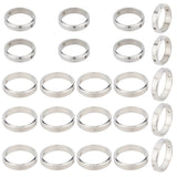16pcs 2 style 304 Stainless Steel Bead Frames, Ring, Stainless Steel Color, 12x3mm and 14x3mm, Hole: 1mm, 8pcs/style