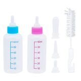 2 Sets 2 Colors Plastic & Rubber Feeding Pet Supplies Kits, with Feeder, Feeding Bottle Valves and Washing Tools, Mixed Color, 140x37mm, 1 set/color
