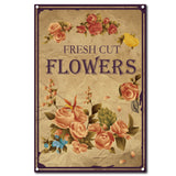 Vintage Metal Tin Sign, Wall Decor for Bars, Restaurants, Cafes Pubs, Flower Pattern, 30x20cm