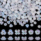 300Pcs 3 Style Electroplate Acrylic Bead Caps, Flower, WhiteSmoke, 11~12x11~12.5x3.5~4.5mm, Hole: 1.2~1.5mm, 100pcs/style