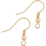 Brass Earring Hooks, Ear Wire, with Horizontal Loop, Real 18K Gold Plated, 18x18x3mm, Hole: 1.5mm, 20 Gauge, Pin: 0.8mm, 100pcs/set