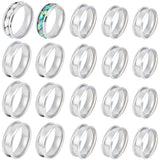 20Pcs 5 Size 201 Stainless Steel Grooved Finger Ring Settings, Ring Core Blank, for Inlay Ring Jewelry Making, Stainless Steel Color, Inner Diameter: 18~22mm, 4Pcs/size