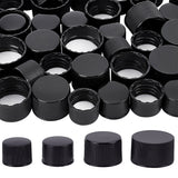 56Pcs 4 Style Plastic Screw-On Caps, Bottle Jug Storage Cap Lids, Flat Round, Black, 20~30.5x15~17mm, Inner Diameter: 18~28mm, 14pcs/style