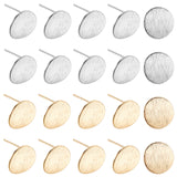32Pcs 2 Colors Brass Stud Earring Findings, with Loop, Flat Round, Platinum & Golden, 12mm, Hole: 2mm, Pin: 0.5mm, 16pcs/color