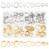 96Pcs 24 Styles  Brass Open Back Bezel Sew on Prong Settings, Claw Settings for Pointed Back Rhinestone, Mixed Shapes, Platinum & Golden, 4pcs/style