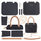 DIY PU Imitation Leather Bag Making Kits, with Chain Bag Handle, Waxed Cord, D Rings, Neddle, Black