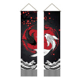 Polyester Wall Hanging Tapestry, for Bedroom Living Room Decoration, Rectangle, Fish, 1160x330mm, 2pcs/set