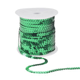 AB-Color Plastic Paillette Beads, Sequins Beads, Ornament Accessories, Flat Round, Green, 6mm, about 100yards/roll