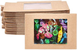 Foldable Creative Kraft Paper Box, Wedding Favor Boxes, Favour Box, Paper Gift Box, with Clear Window, Rectangle, Camel, Box: 125x85x15mm, Unfold: 19.6x10cm, Window: 8x6cm, 30pcs/set