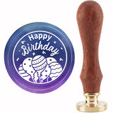 Brass Wax Seal Stamp with Handle, for DIY Scrapbooking, Birthday Themed Pattern, 3.5x1.18 inch(8.9x3cm)