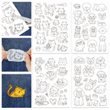 4 Sheets 11.6x8.2 Inch Stick and Stitch Embroidery Patterns, Non-woven Fabrics Water Soluble Embroidery Stabilizers, Cat Shape, 297x210mmm