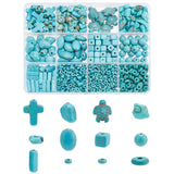 15 Styles Synthetic Turquoise Beads Strands, Dyed & Heated, Round & Nuggets & Oval, Mixed Shapes, 4~18mm; about 904pcs/box